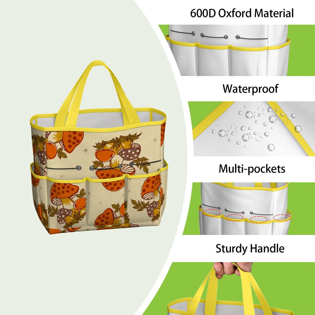 Kate McEnroe New York Merry Mushroom Retro 70s Kitschy Garden Tool Bag OrganizerGarden Tool BagSUWo6X7GMf