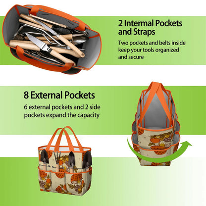 Kate McEnroe New York Merry Mushroom Retro 70s Kitschy Garden Tool Bag OrganizerGarden Tool BagSUWo6X7GMf