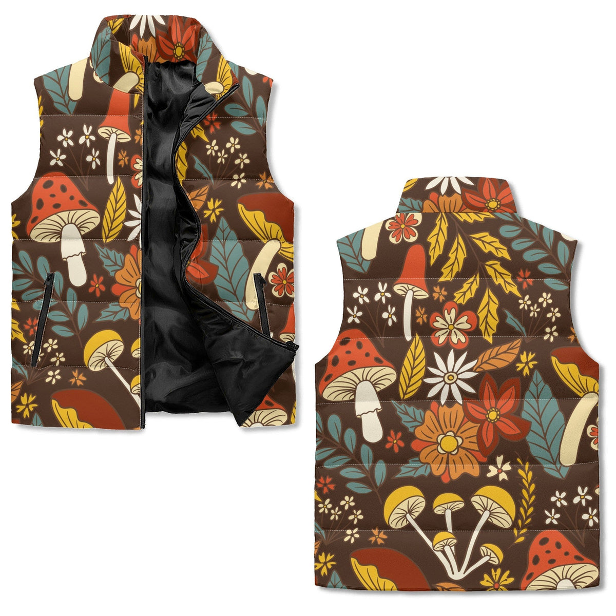 Kate McEnroe New York Merry Mushroom Retro 70s Puffer Vest, Vintage Fall Fashion LayeringPuffer VestsN9RQ48QW-1