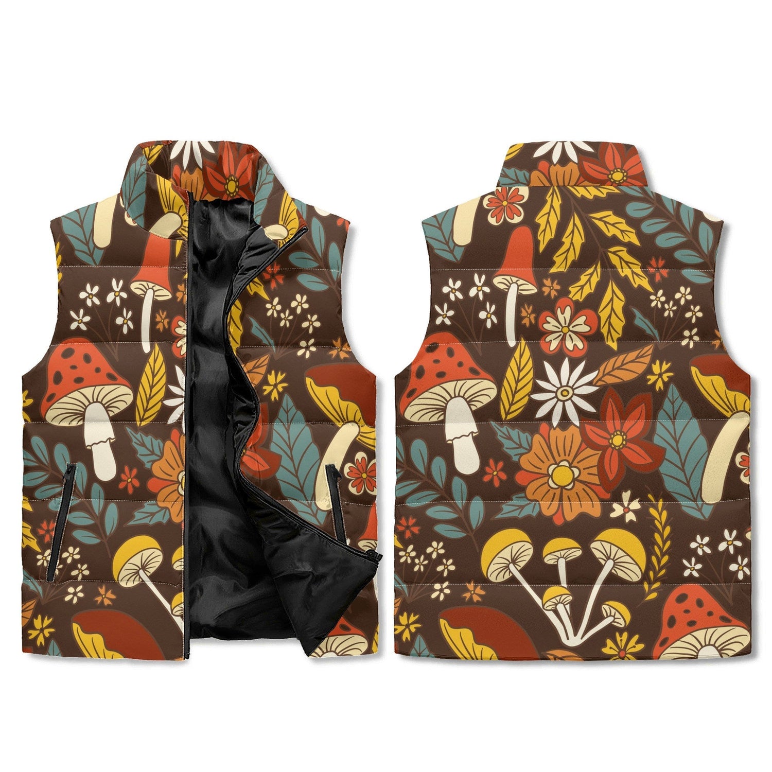 Kate McEnroe New York Merry Mushroom Retro 70s Puffer Vest, Vintage Fall Fashion LayeringPuffer VestsN9RQ48QW-1