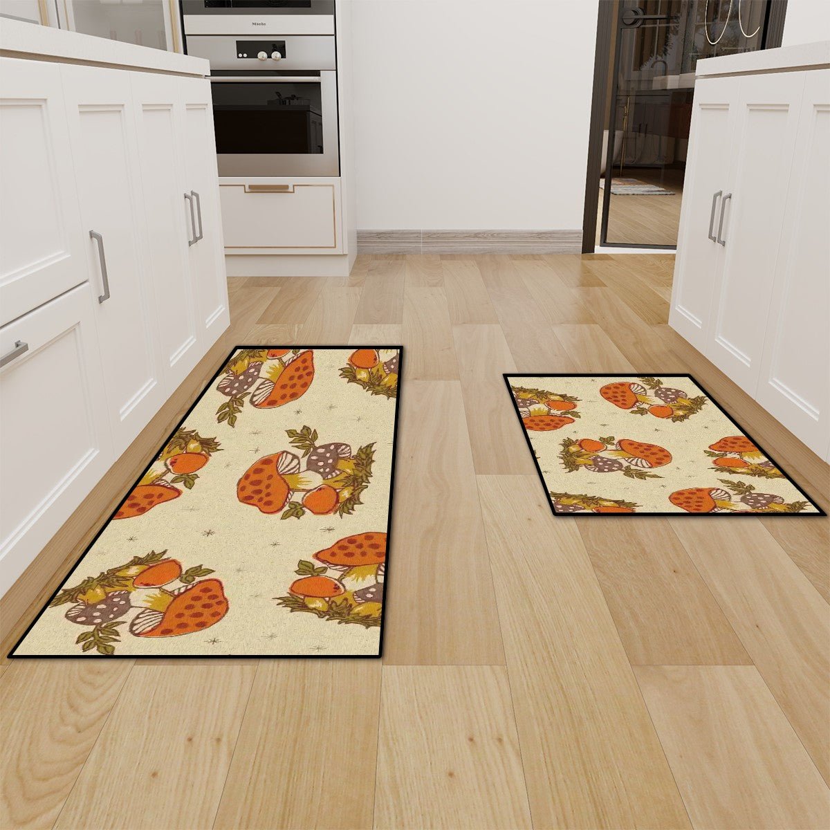 Kate McEnroe New York Merry Mushroom Retro 70s Vintage Mid Century Modern Kitchen Bath Mat SetKitchen Floor MatswRSYv8mTjh