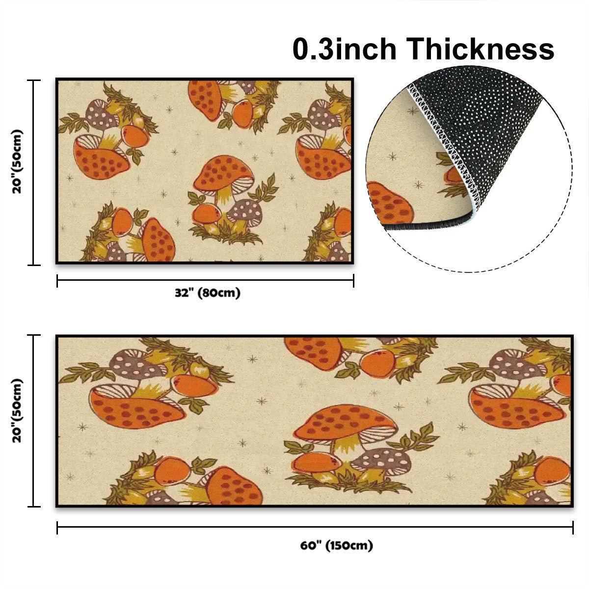 Kate McEnroe New York Merry Mushroom Retro 70s Vintage Mid Century Modern Kitchen Bath Mat SetKitchen Floor MatswRSYv8mTjh