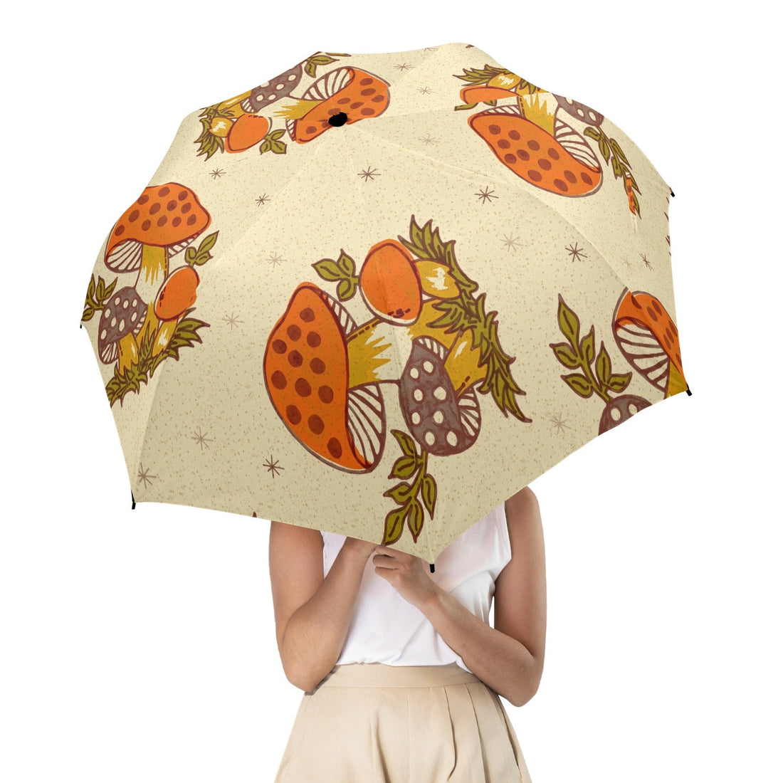 Kate McEnroe New York Merry Mushroom Retro Umbrella, 70s Kitsch Mid Century Modern Rain GearUmbrellas10138889523837074869