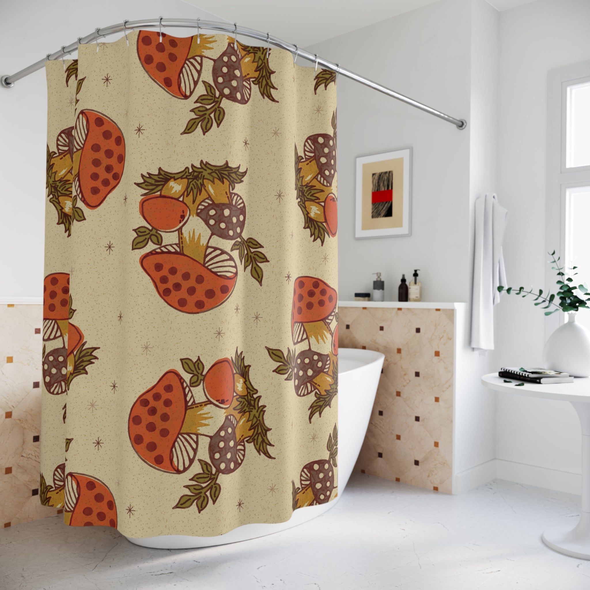 Kate McEnroe New York Merry Mushroom Shower Curtain, Retro 70s Bathroom Decor, Mid Century Modern Funky Bath CurtainShower Curtains14470920284864715752