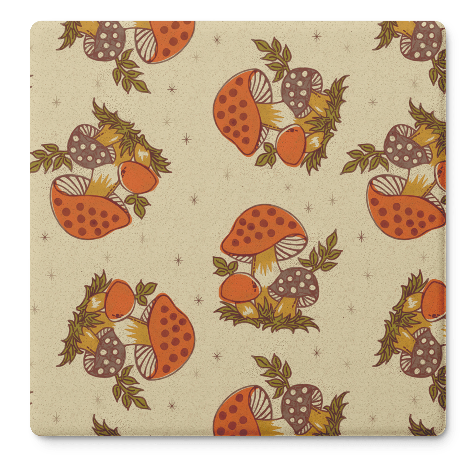 Kate McEnroe New York Merry Mushroom Soapstone Coasters, Mid Century Retro 70s DrinkwareCoasters7021