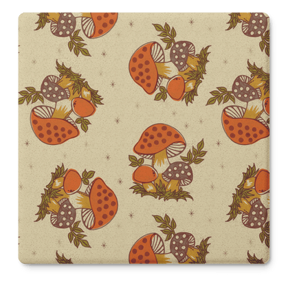 Kate McEnroe New York Merry Mushroom Soapstone Coasters, Mid Century Retro 70s DrinkwareCoasters7021