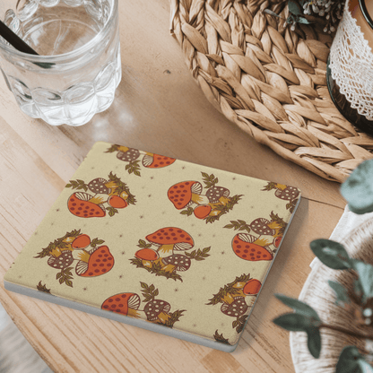 Kate McEnroe New York Merry Mushroom Soapstone Coasters, Mid Century Retro 70s DrinkwareCoasters7021