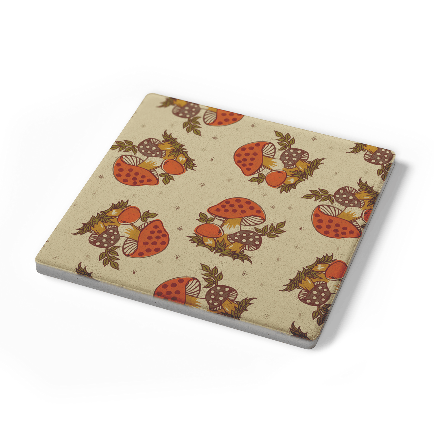 Kate McEnroe New York Merry Mushroom Soapstone Coasters, Mid Century Retro 70s DrinkwareCoasters7021