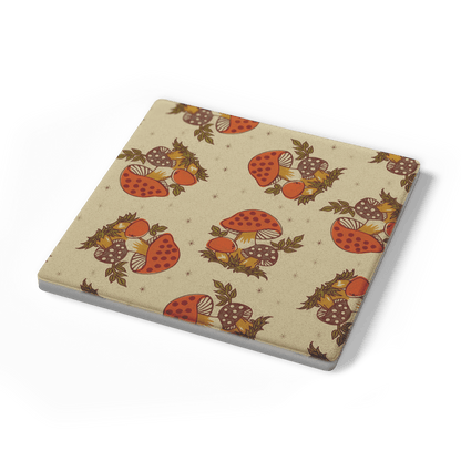 Kate McEnroe New York Merry Mushroom Soapstone Coasters, Mid Century Retro 70s DrinkwareCoasters7021