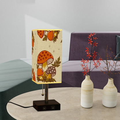 Kate McEnroe New York Merry Mushroom Square Table Lamp with USB Ports, Retro Mid Century Modern Bedroom Accent, 70s Boho Lighting DecorDesk Lamps7OLRNUGTzT