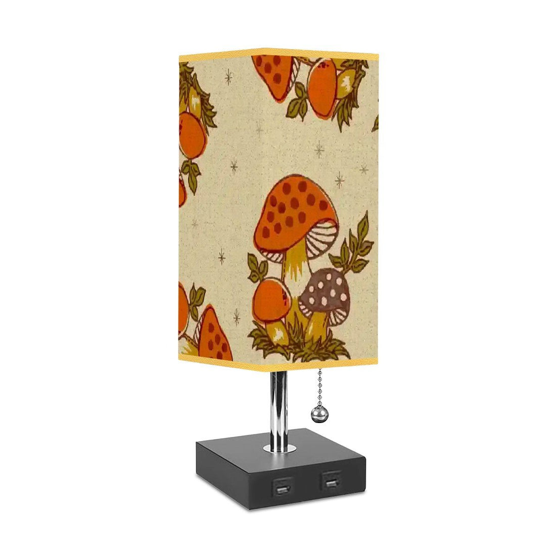 Kate McEnroe New York Merry Mushroom Square Table Lamp with USB Ports, Retro Mid Century Modern Bedroom Accent, 70s Boho Lighting DecorDesk Lamps7OLRNUGTzT