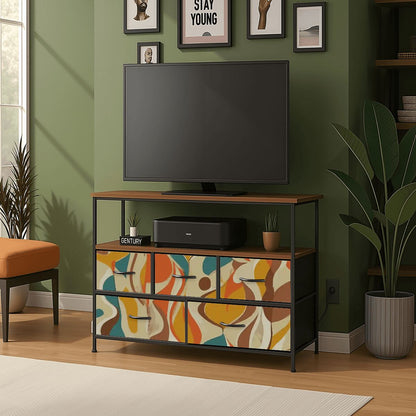 Kate McEnroe New York Mid Century Amoeba Abstract TV Stand Media Console Teal Mustard RetroTV StandsrtqqhAJwDF