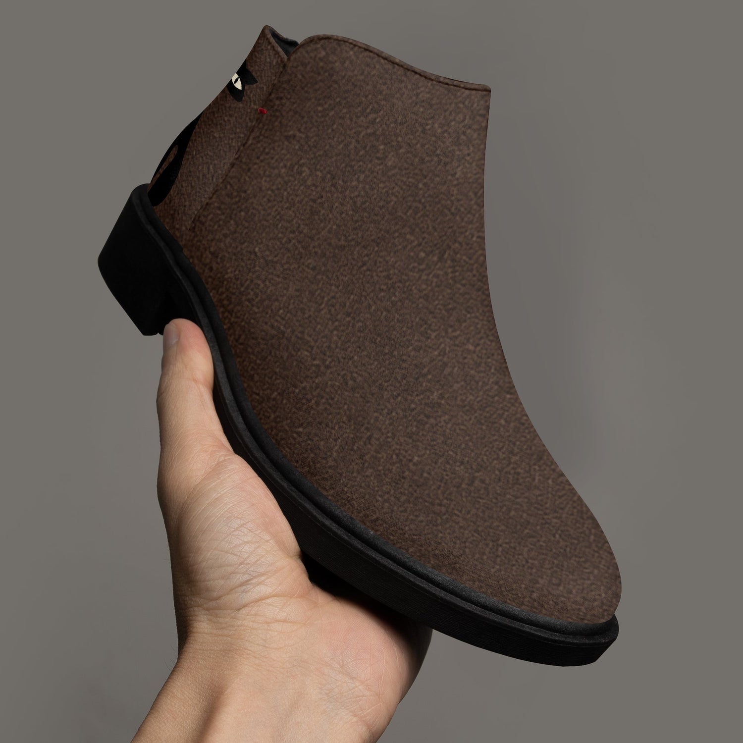 Kate McEnroe New York Mid Century Atomic Cat Ankle Boots Brown Retro Low Heel Zip BootiesAnkle Boots9cnmp179_001