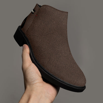 Kate McEnroe New York Mid Century Atomic Cat Ankle Boots Brown Retro Low Heel Zip BootiesAnkle Boots9cnmp179_001