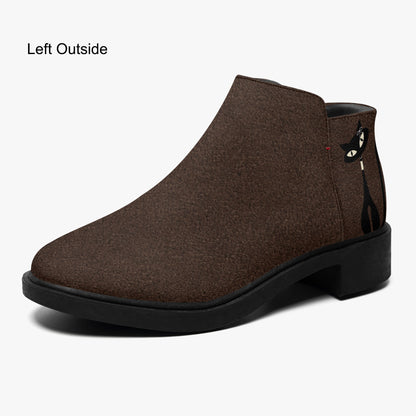 Kate McEnroe New York Mid Century Atomic Cat Ankle Boots Brown Retro Low Heel Zip BootiesAnkle Boots9cnmp179_001
