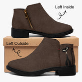 Kate McEnroe New York Mid Century Atomic Cat Ankle Boots Brown Retro Low Heel Zip BootiesAnkle Boots9cnmp179_001