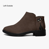Kate McEnroe New York Mid Century Atomic Cat Ankle Boots Brown Retro Low Heel Zip BootiesAnkle Boots9cnmp179_001