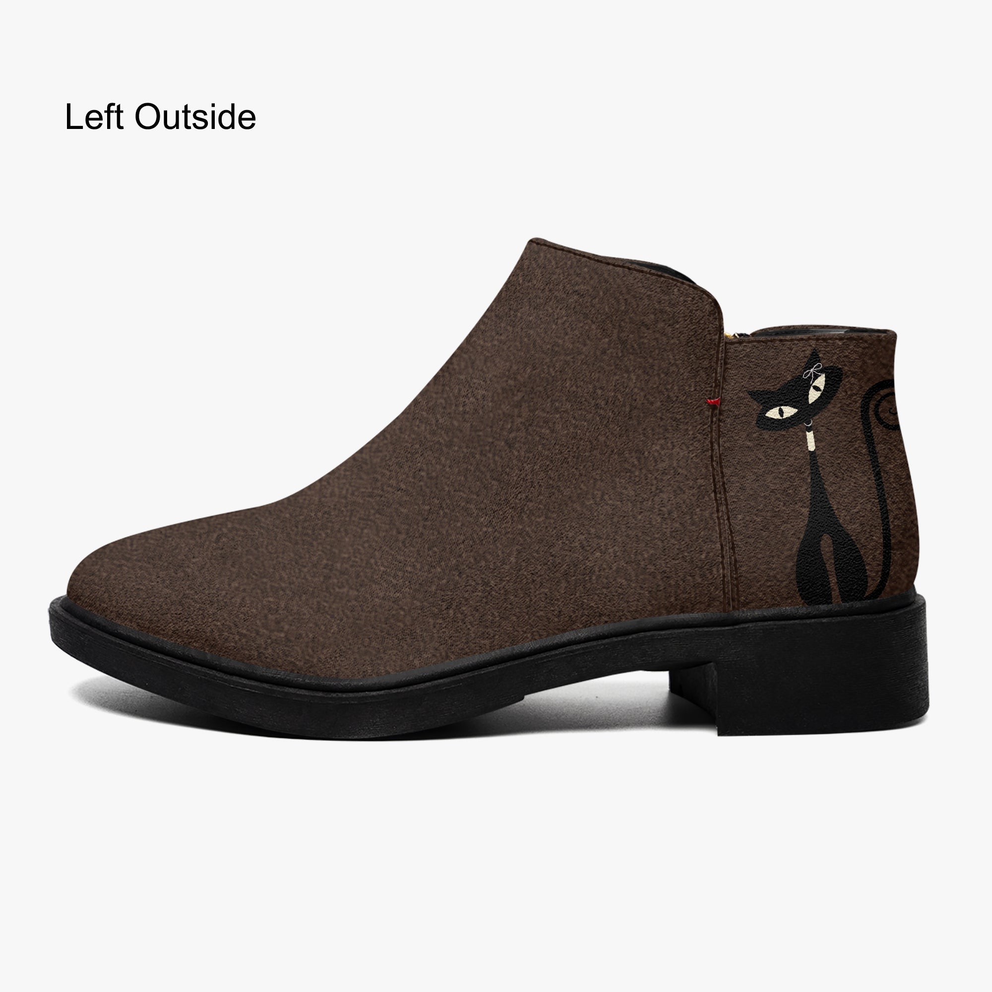 Kate McEnroe New York Mid Century Atomic Cat Ankle Boots Brown Retro Low Heel Zip BootiesAnkle Boots9cnmp179_001
