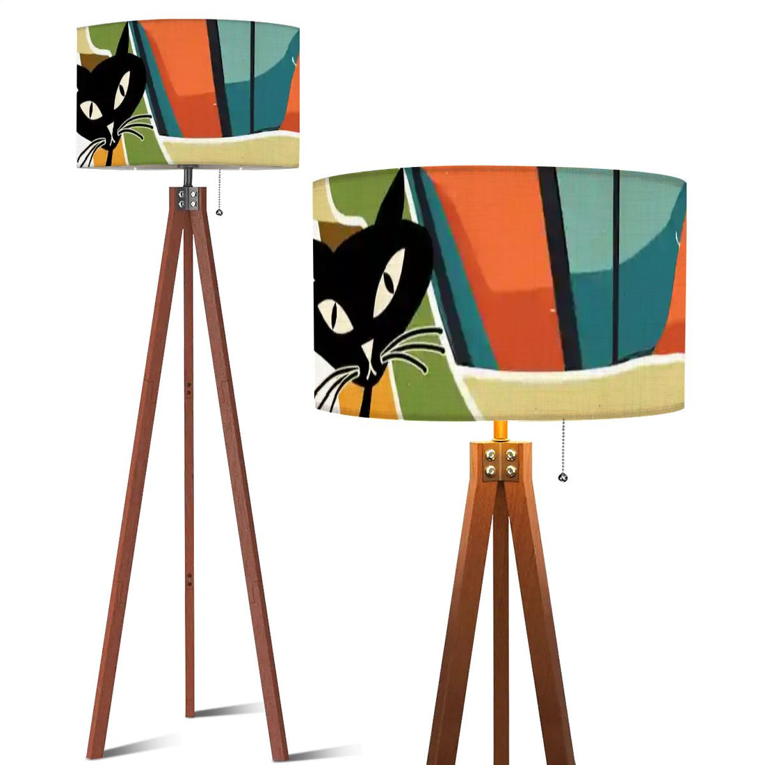 Kate McEnroe New York Mid Century Atomic Cat Retro Tripod Standing Floor LampTripod Floor LampsMTbb1NzBYq