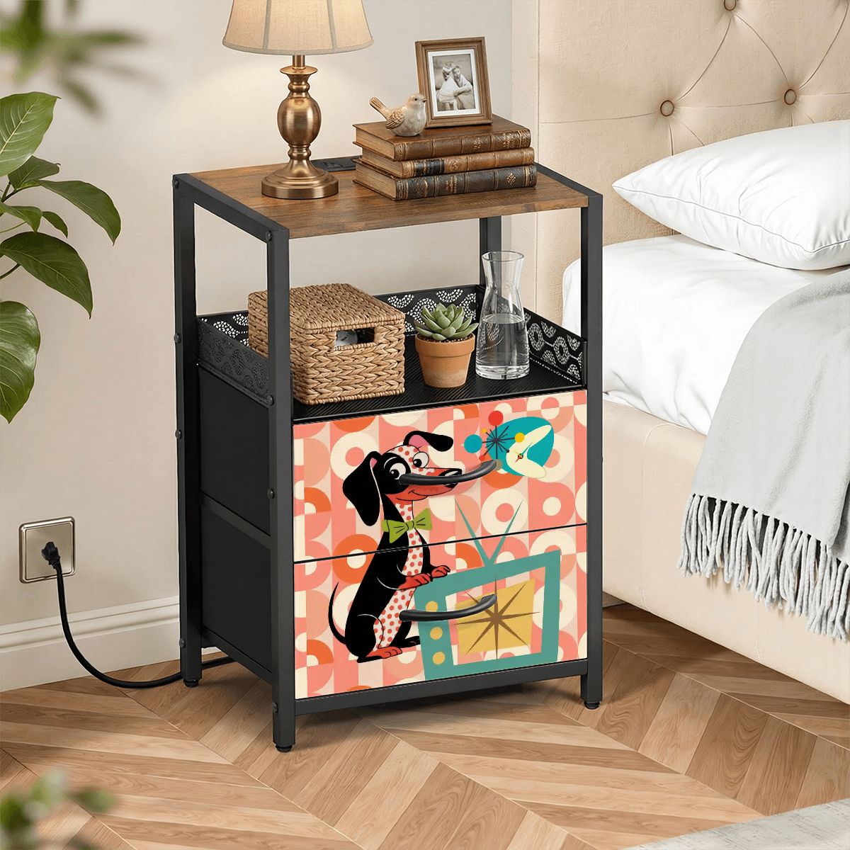 Kate McEnroe New York Mid Century Atomic Dachshund Nightstand Retro Wiener Dog DecorNightStandsfRQ6Uq9KoP