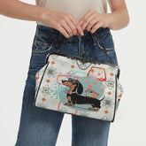 Kate McEnroe New York Mid Century Atomic Dachshund Starburst Doxie Dog Kisslock PurseCrossbody BagsD3266658