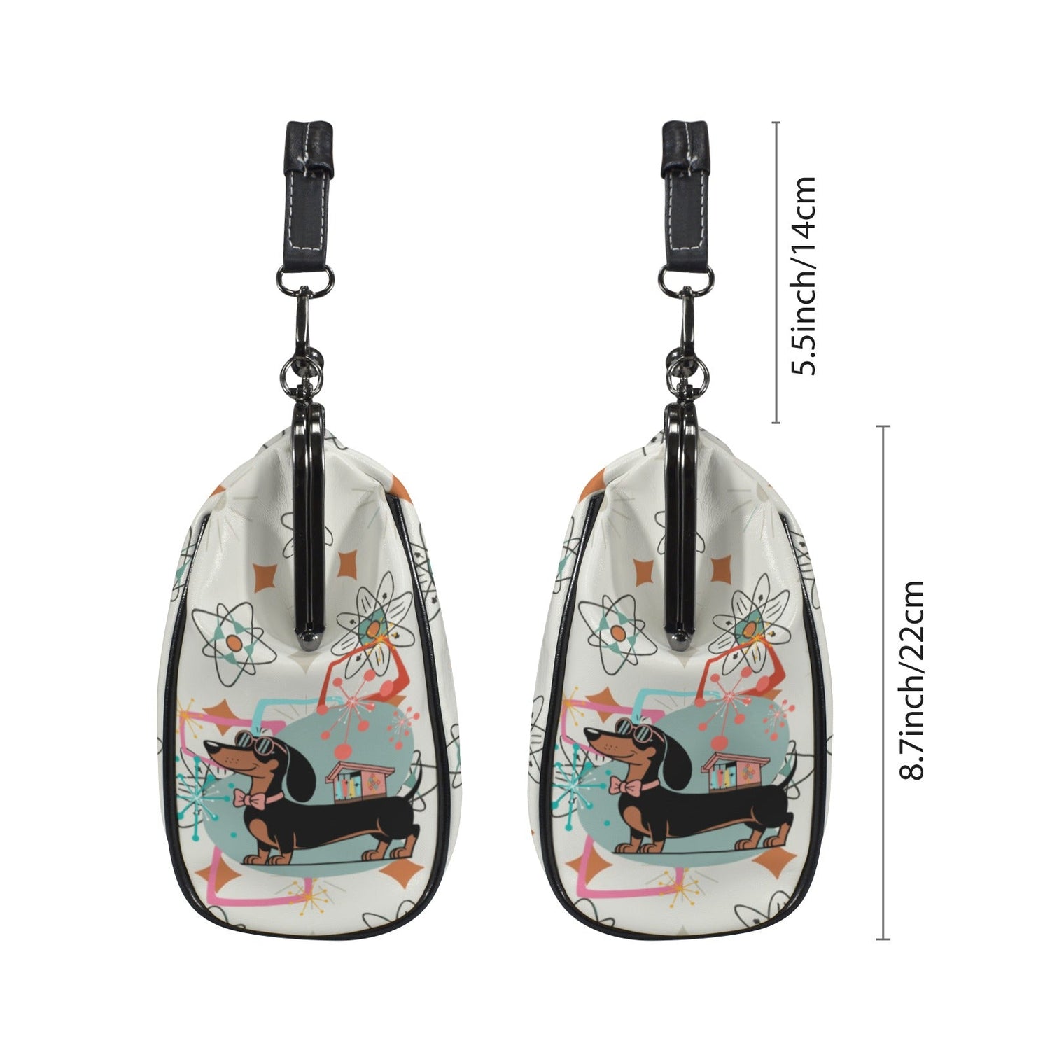 Kate McEnroe New York Mid Century Atomic Dachshund Starburst Doxie Dog Kisslock PurseCrossbody BagsD3266658