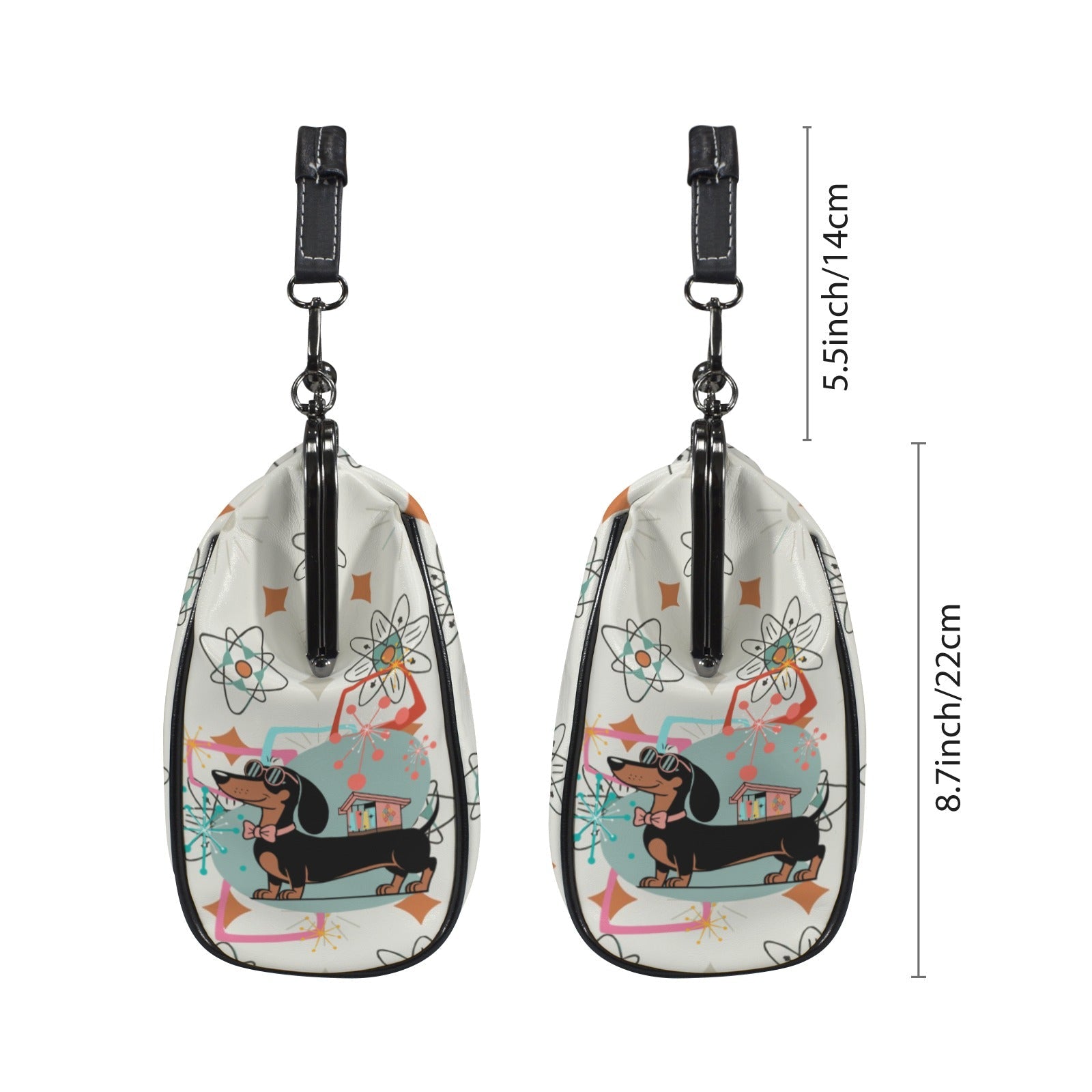 Kate McEnroe New York Mid Century Atomic Dachshund Starburst Doxie Dog Kisslock PurseCrossbody BagsD3266658