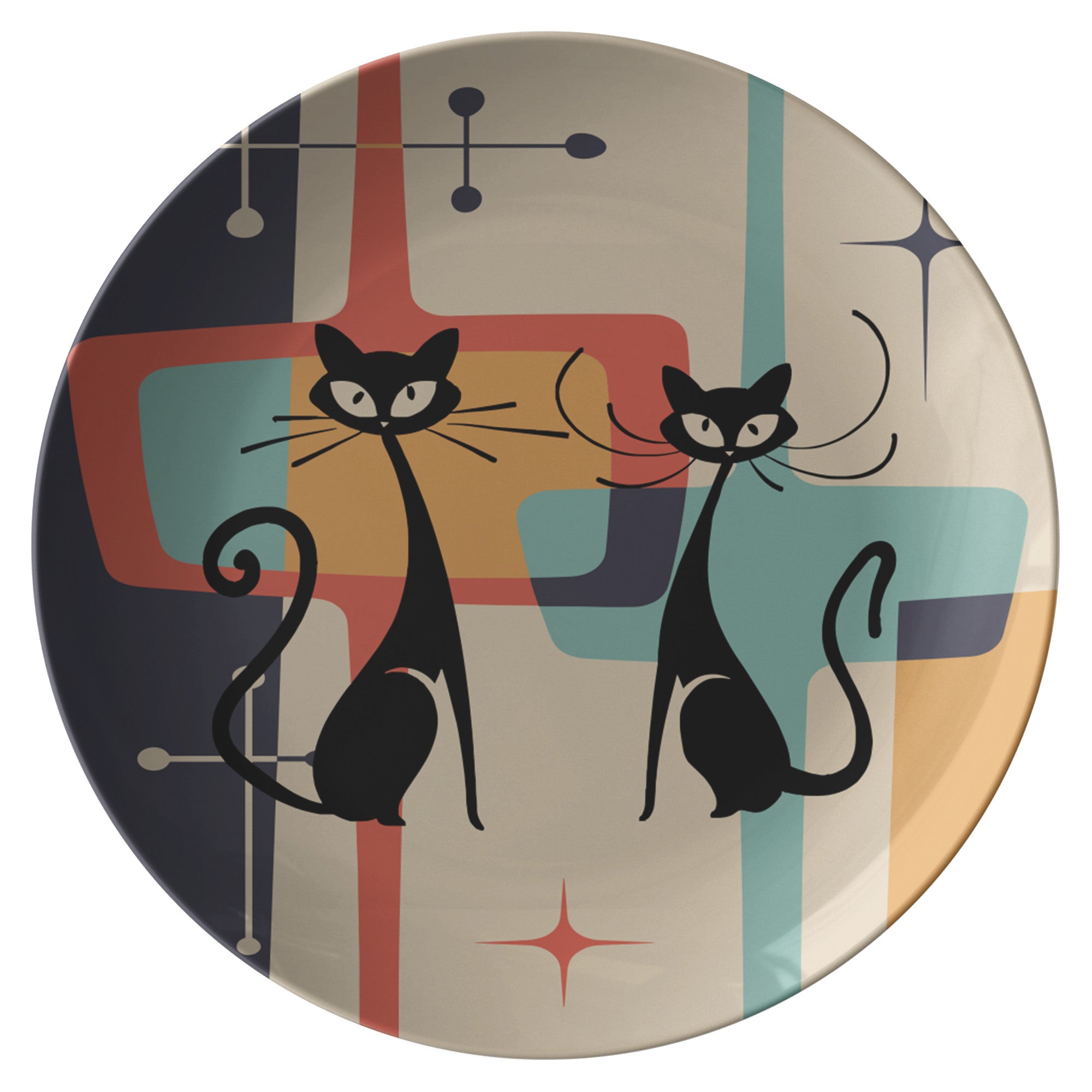 Kate McEnroe New York Mid Century Atomic Kitschy Cat Dinner PlatePlates9820SINGLE