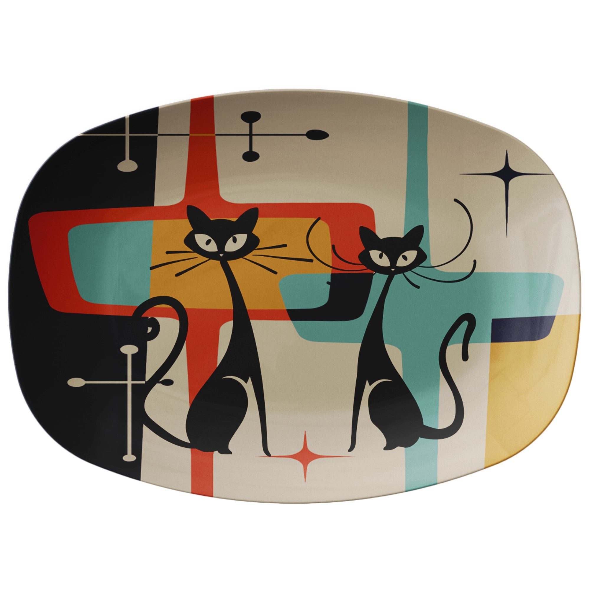 Kate McEnroe New York Mid Century Atomic Kitschy Cat PlatterServing PlattersP23 - LMP - CAT - 4