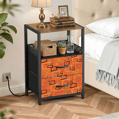 Kate McEnroe New York Mid Century Atomic Orange Nightstand Starburst 2 Drawer Bedside TableNightStands5ybKm1lVuI