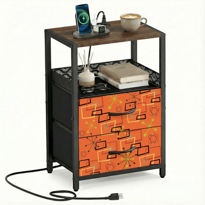 Kate McEnroe New York Mid Century Atomic Orange Nightstand Starburst 2 Drawer Bedside TableNightStands5ybKm1lVuI