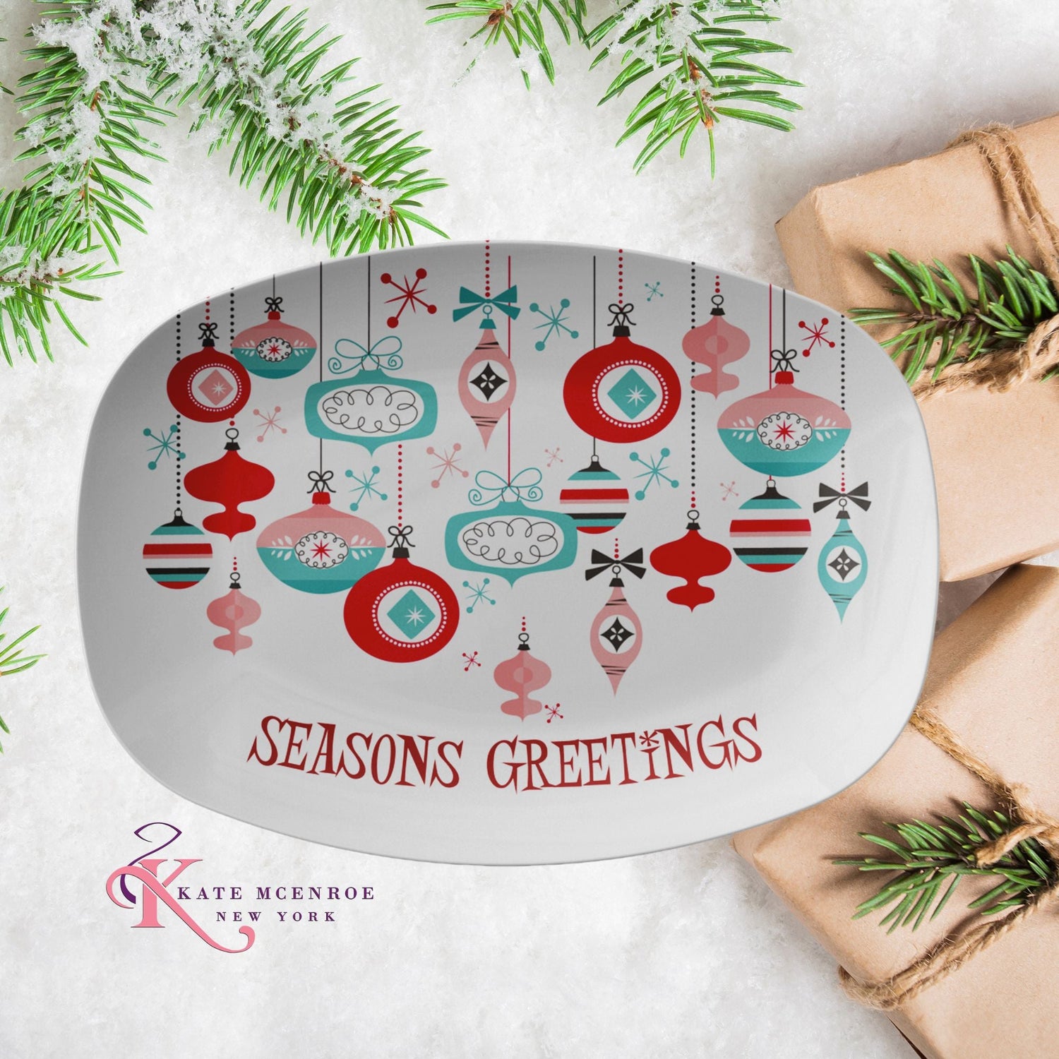 Kate McEnroe New York Mid Century Atomic Starburst Christmas Ornament Serving PlatterServing PlattersPLAT - MCM - XMAS - ORN
