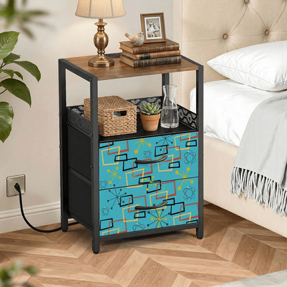Kate McEnroe New York Mid Century Atomic Starburst Turquoise Nightstand with StorageNightStandsI9bX8zJ6fK