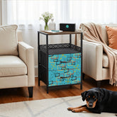 Kate McEnroe New York Mid Century Atomic Starburst Turquoise Nightstand with StorageNightStandsI9bX8zJ6fK