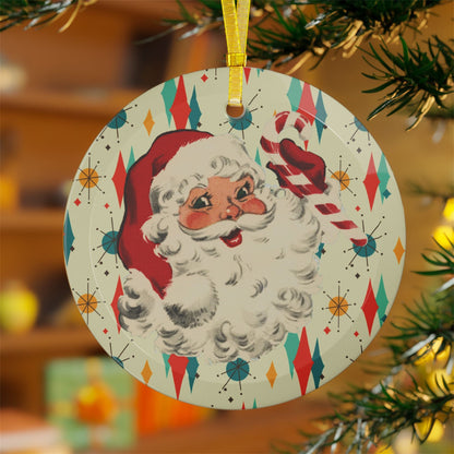 Kate McEnroe New York Mid Century Christmas Glass Ornament Retro 50s Santa Starburst AccentOrnaments28362744926796505918