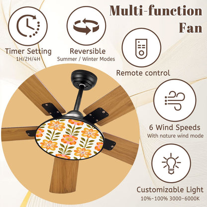 Kate McEnroe New York Mid Century Danish Modern Scandinavian Floral Ceiling Fan with LightCeiling Fans7StMEXVA9b