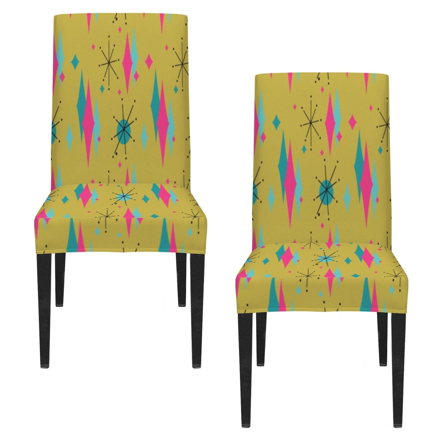 Kate McEnroe New York Mid Century Franciscan Diamond Starburst Chartreuse Dining Chair SlipcoversChair SlipcoversD3232943