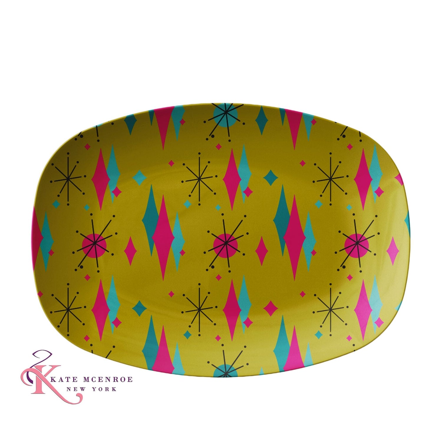 Kate McEnroe New York Mid Century Franciscan Diamond Starburst Chartreuse Serving PlatterServing PlattersPLAT - FRAN - DIAM - GLD