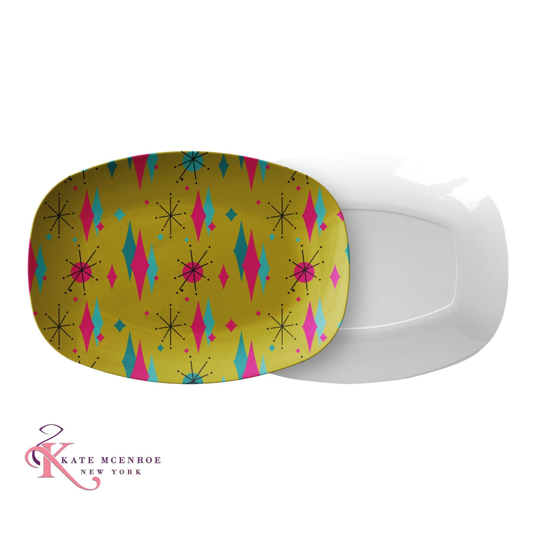 Kate McEnroe New York Mid Century Franciscan Diamond Starburst Chartreuse Serving PlatterServing PlattersPLAT - FRAN - DIAM - GLD