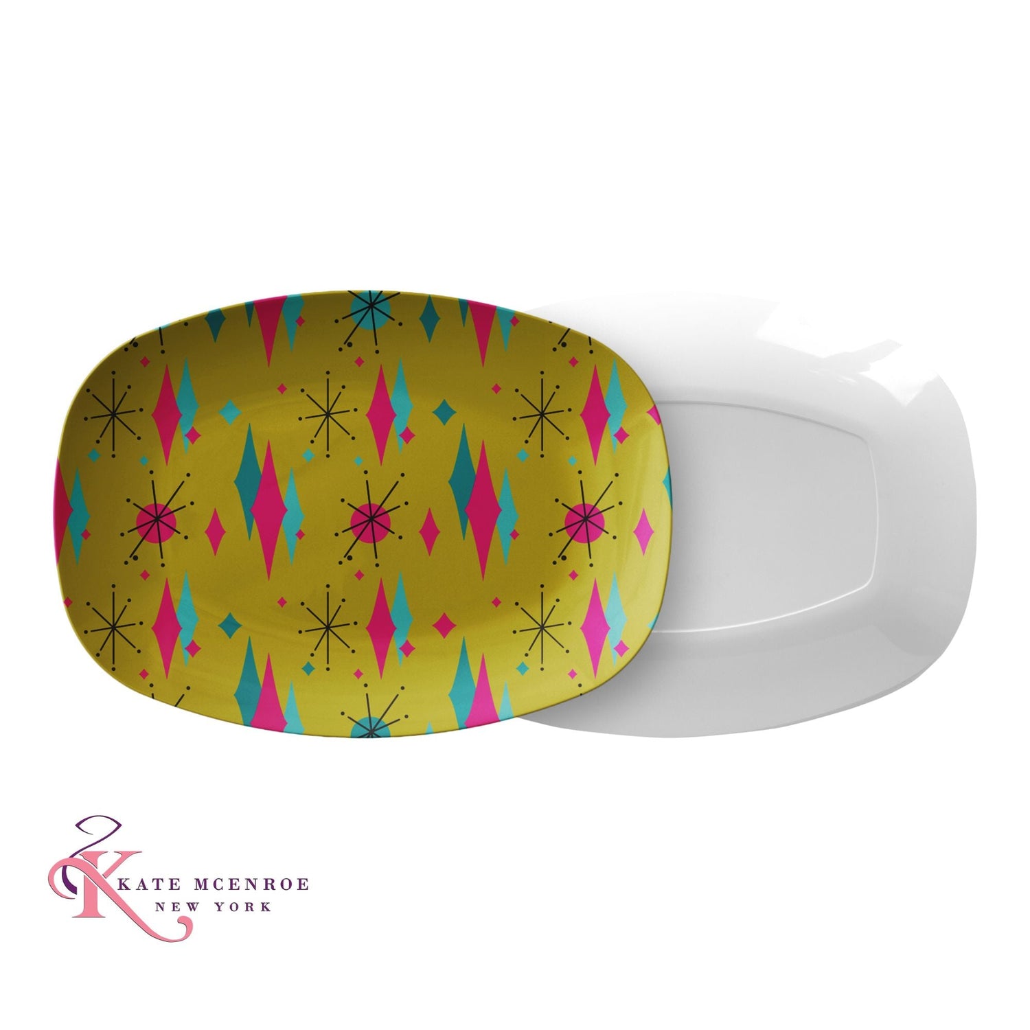 Kate McEnroe New York Mid Century Franciscan Diamond Starburst Chartreuse Serving PlatterServing PlattersPLAT - FRAN - DIAM - GLD