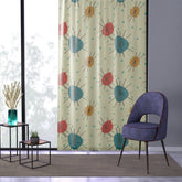 Kate McEnroe New York Mid Century Franciscan Starburst Curtains, Atomic Teal, Mustard, Orange - Retro Window Panels - KM13749723Window CurtainsW3S - ORA - GRA - SH3