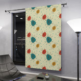 Kate McEnroe New York Mid Century Franciscan Starburst Curtains, Atomic Teal, Mustard, Orange - Retro Window Panels - KM13749723Window CurtainsW3S - ORA - GRA - SH3