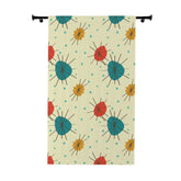 Kate McEnroe New York Mid Century Franciscan Starburst Curtains, Atomic Teal, Mustard, Orange - Retro Window Panels - KM13749723Window CurtainsW3S - ORA - GRA - SH3