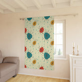 Kate McEnroe New York Mid Century Franciscan Starburst Curtains, Atomic Teal, Mustard, Orange - Retro Window Panels - KM13749723Window CurtainsW3S - ORA - GRA - SH3