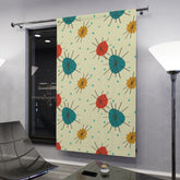 Kate McEnroe New York Mid Century Franciscan Starburst Curtains, Atomic Teal, Mustard, Orange - Retro Window Panels - KM13749723Window CurtainsW3S - ORA - GRA - SH3