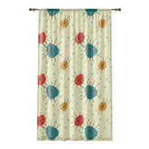 Kate McEnroe New York Mid Century Franciscan Starburst Curtains, Atomic Teal, Mustard, Orange - Retro Window Panels - KM13749723Window CurtainsW3S - ORA - GRA - SH3