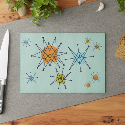 Kate McEnroe New York Mid Century Franciscan Starburst Glass Cutting Board, Retro MCM KitchenCutting Boards24541306155212577147
