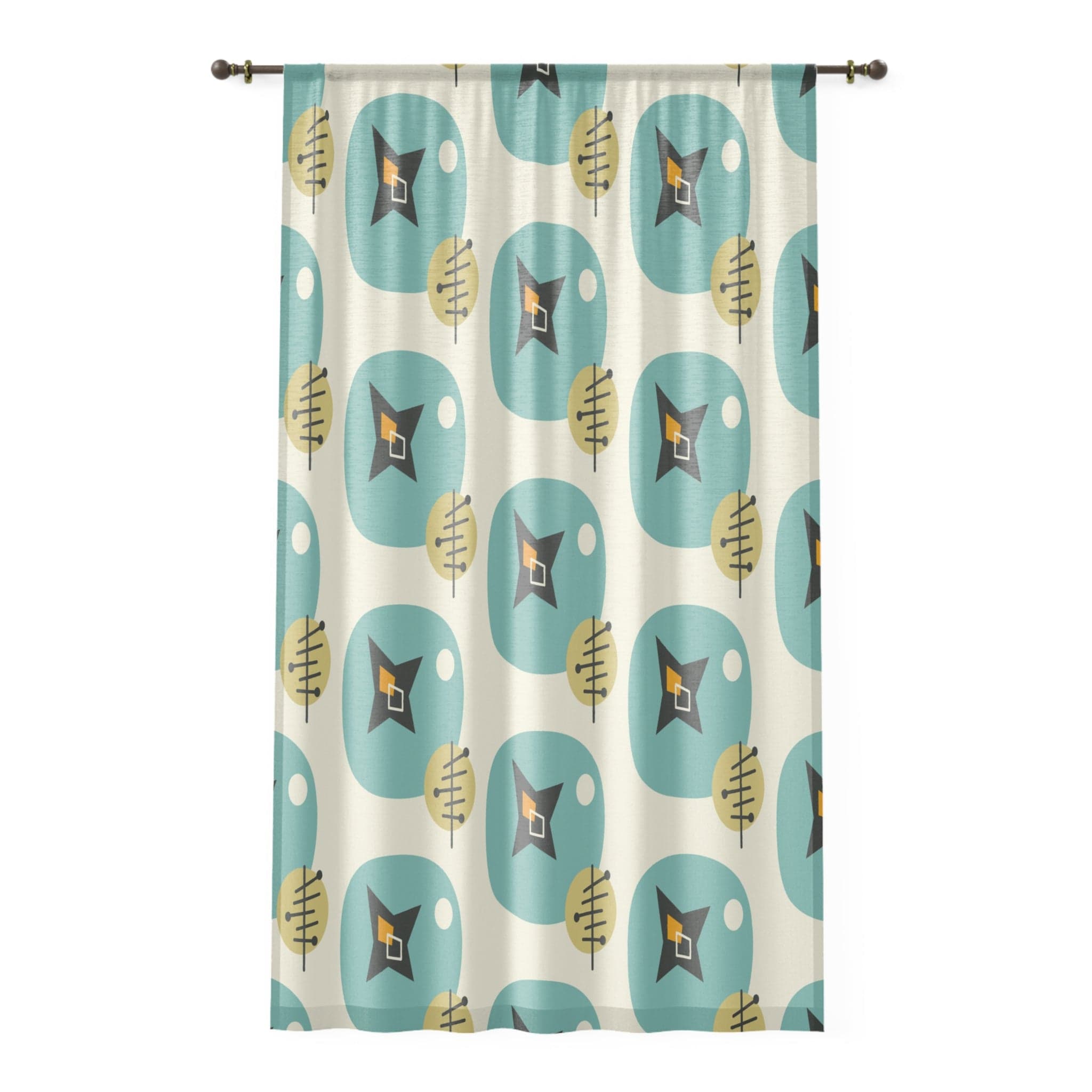 Kate McEnroe New York Mid Century Modern 1950s Atomic Aqua Window CurtainsWindow CurtainsCurtainSheer - 50x84 - DoublePanel - 2022120601524811