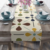 Kate McEnroe New York Mid Century Modern 1950s Retro Floral Table Runner, Minimalist MCM Cream, Olive, Mustard Table LinensTable Runners11167981133460763742