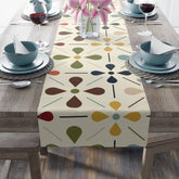 Kate McEnroe New York Mid Century Modern 1950s Retro Floral Table Runner, Minimalist MCM Cream, Olive, Mustard Table LinensTable Runners11167981133460763742